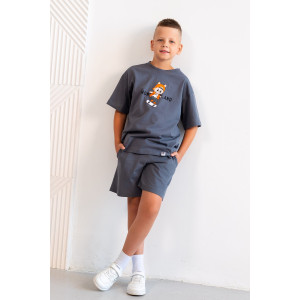 Костюм двойка детский М-5КД "Яркий" кулирка (р-ры: 32-40) графит