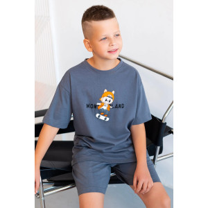 Костюм двойка детский М-5КД "Яркий" кулирка (р-ры: 32-40) графит