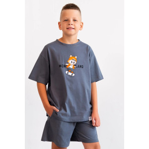 Костюм двойка детский М-5КД "Яркий" кулирка (р-ры: 32-40) графит