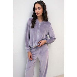 Костюм двойка женский М-282К "Кэт-5" велюр (р-ры: 42-56) серый