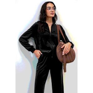 Костюм двойка женский М-282К "Кэт-5" велюр (р-ры: 42-56) черный