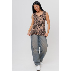Майка женская №2153/1 кулирка (последний размер) зебра на бежевом 46,50