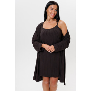 Пеньюар двойка женский 2092/3 лапша трикотажная (последний размер) шоколадный 50