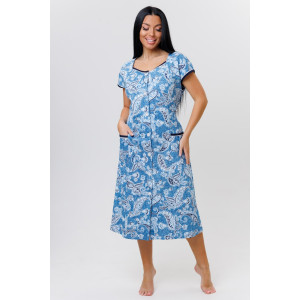 Халат женский №2139 кулирка (последний размер) голубой 50