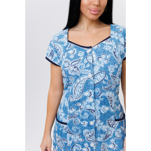 Халат женский №2139 кулирка (последний размер) голубой 50