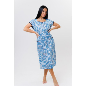 Халат женский №2139 кулирка (последний размер) голубой 50