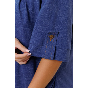 Халат женский №2134 кулирка (последний размер) синий 52,54