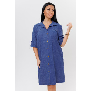 Халат женский №2134 кулирка (последний размер) синий 52,54