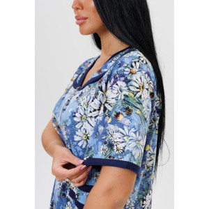 Халат женский 2032/1 кулирка (последний размер) синий 52,56