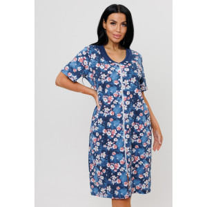 Халат женский 1961 кулирка (последний размер) темно-синий 58,62