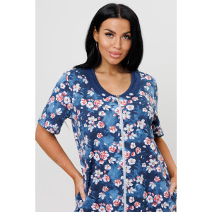 Халат женский 1961 кулирка (последний размер) темно-синий 58,62