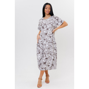 Платье женское №2132/1 кулирка (последний размер) коричневый 52