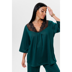 Пижама женская 2102/2 вискоза (последний размер) изумрудный 56