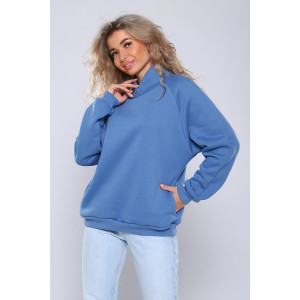 Толстовка женская №89338 футер 3-х нитка с начесом (последний размер) синий 46