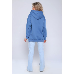 Толстовка женская №89333 футер 3-х нитка с начесом (последний размер) синий 54