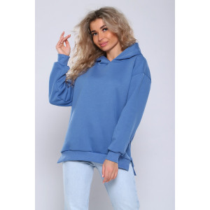 Толстовка женская №89333 футер 3-х нитка с начесом (последний размер) синий 54