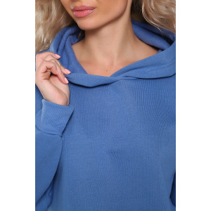 Толстовка женская №89333 футер 3-х нитка с начесом (последний размер) синий 54