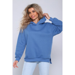 Толстовка женская №89333 футер 3-х нитка с начесом (последний размер) синий 54