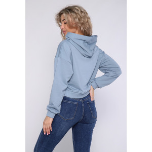 Толстовка женская №89305 футер 3-х нитка (последний размер) серо-голубой 48