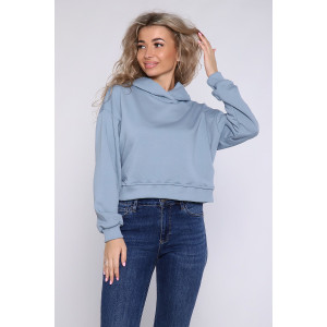 Толстовка женская №89305 футер 3-х нитка (последний размер) серо-голубой 48