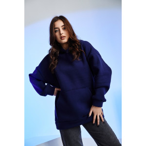 Толстовка женская №67090 футер 3-х нитка с начесом (последний размер) темно-синий 56
