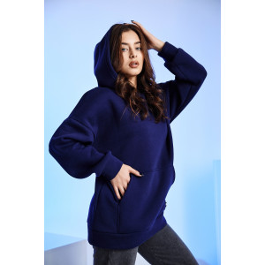Толстовка женская №67090 футер 3-х нитка с начесом (последний размер) темно-синий 56
