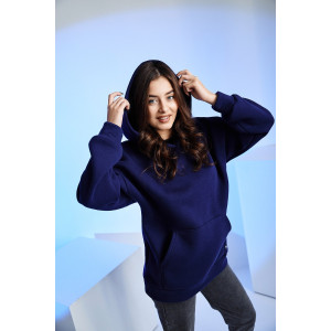 Толстовка женская №67090 футер 3-х нитка с начесом (последний размер) темно-синий 56