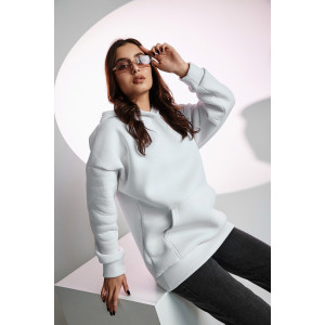 Толстовка женская №67090 футер 3-х нитка с начесом (последний размер) белый 50