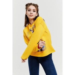 Толстовка женская №67028 футер 3-х нитка с начесом (последний размер) желтый 48