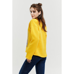 Толстовка женская №67028 футер 3-х нитка с начесом (последний размер) желтый 48