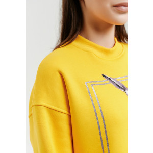 Толстовка женская №67028 футер 3-х нитка с начесом (последний размер) желтый 48