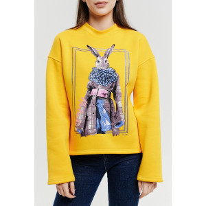 Толстовка женская №67028 футер 3-х нитка с начесом (последний размер) желтый 48