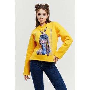 Толстовка женская №67028 футер 3-х нитка с начесом (последний размер) желтый 48