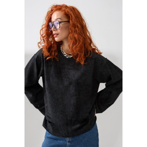 Толстовка женская №67172 футер с лайкрой 2-х нитка (последний размер) винтаж черный 42,44,50