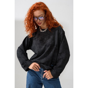 Толстовка женская №67172 футер с лайкрой 2-х нитка (последний размер) винтаж черный 42,44,50