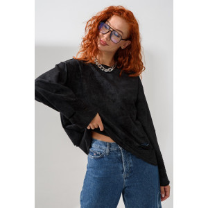 Толстовка женская №67172 футер с лайкрой 2-х нитка (последний размер) винтаж черный 42,44,50