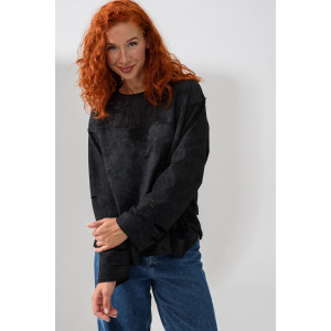 Толстовка женская №67172 футер с лайкрой 2-х нитка (последний размер) винтаж черный 42,44,50