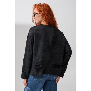 Толстовка женская №67172 футер с лайкрой 2-х нитка (последний размер) винтаж черный 42,44,50