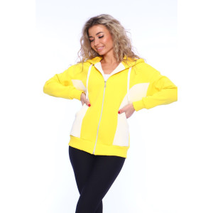 Толстовка женская №70093 футер 3-х нитка с начесом (последний размер) желтый 52 Толстовка женская №70093 футер 3-х нитка с начесом (последний размер) желтый 52