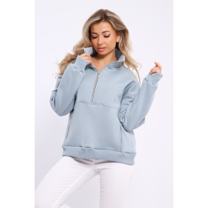 Толстовка женская №21054 футер 3-х нитка с начесом (последний размер) серо-голубой 44