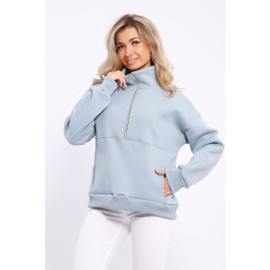 Толстовка женская №21054 футер 3-х нитка с начесом (последний размер) серо-голубой 44