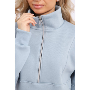 Толстовка женская №21054 футер 3-х нитка с начесом (последний размер) серо-голубой 44