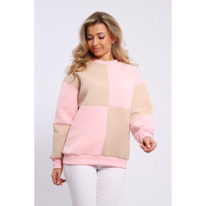Толстовка женская №21055 футер 3-х нитка с начесом (последний размер) розово-бежевый 44,46