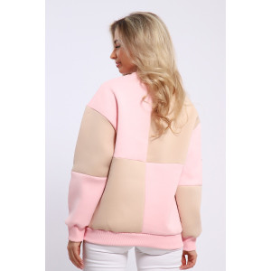 Толстовка женская №21055 футер 3-х нитка с начесом (последний размер) розово-бежевый 44,46