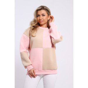 Толстовка женская №21055 футер 3-х нитка с начесом (последний размер) розово-бежевый 44,46