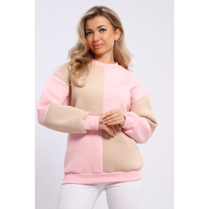 Толстовка женская №21055 футер 3-х нитка с начесом (последний размер) розово-бежевый 44,46