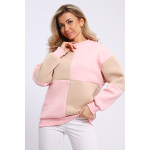 Толстовка женская №21055 футер 3-х нитка с начесом (последний размер) розово-бежевый 44,46