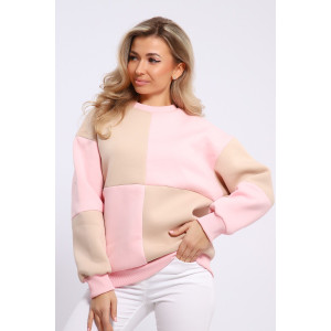 Толстовка женская №21055 футер 3-х нитка с начесом (последний размер) розово-бежевый 44,46