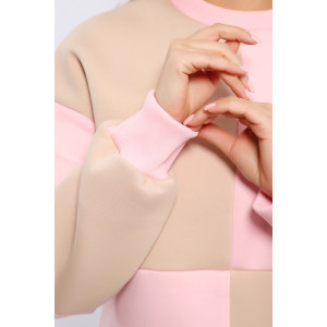 Толстовка женская №21055 футер 3-х нитка с начесом (последний размер) розово-бежевый 44,46