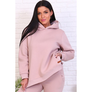 Толстовка женская №4485 футер 3-х нитка с начесом (последний размер) пудра 50,52,54